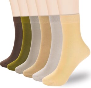 Corlap Women's Thin Cotton Socks 6-Pairs Gift Box Soft Bootie Dress Above Ankle Crew Socks