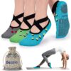 Ozaiic Yoga Socks for Women Non-Slip Grips & Straps, Ideal for Pilates, Pure Barre, Ballet, Dance, Barefoot Workout