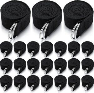 Leyndo 24 Pieces Yoga Strap Stretching Pilates Exercise Adjustable Straps 6 ft Non Elastic Yoga Belt with Adjustable D Ring Buckle for Pilates Gym Workouts Fitness