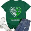 Women Mental Health Awareness Shirt Green Ribbon T-Shirt Inspirational Psychologist Therapist Tee Top