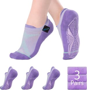 BRISIRA Coolmax Bamboo Viscose Pilates Socks with Grips Women Non Slip Grippy Yoga Socks Compression Barre Hospital Barefoot