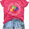 Autism Awareness Shirts Women Autistic Support Tshirt Puzzle Piece Heart Graphic Inspirational Tops