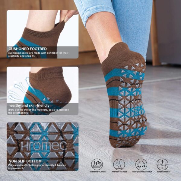 Non Slip Yoga Socks with Grips for Pilates, Ballet, Barre, Barefoot, Hospital Anti Skid Socks for Women and Men