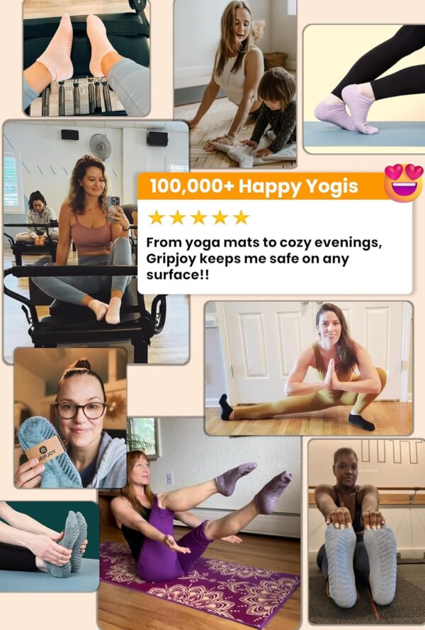 Gripjoy Grip Socks for Women and Men - Non Slip Socks - Yoga Socks with Grippers - Hospital Socks Non Skid - 3 Pairs