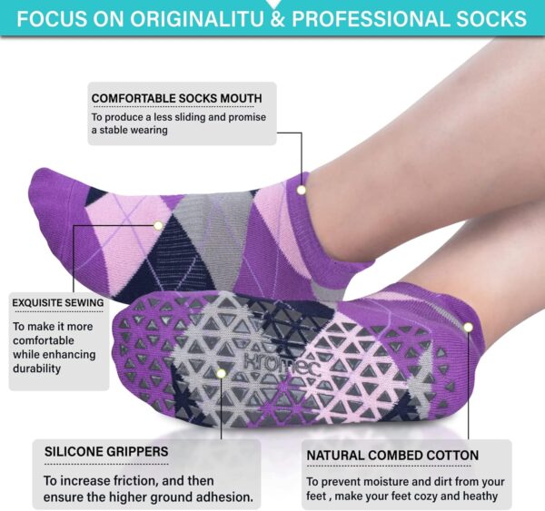 Non Slip Yoga Socks with Grips for Pilates, Ballet, Barre, Barefoot, Hospital Anti Skid Socks for Women and Men