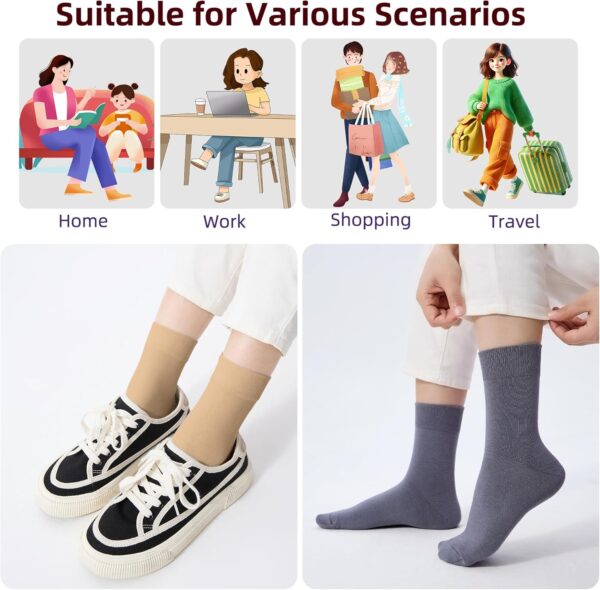 Corlap Women's Thin Cotton Socks 6-Pairs Gift Box Soft Bootie Dress Above Ankle Crew Socks