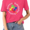 Autism Awareness Shirts Women Autistic Support Tshirt Puzzle Piece Heart Graphic Inspirational Tops