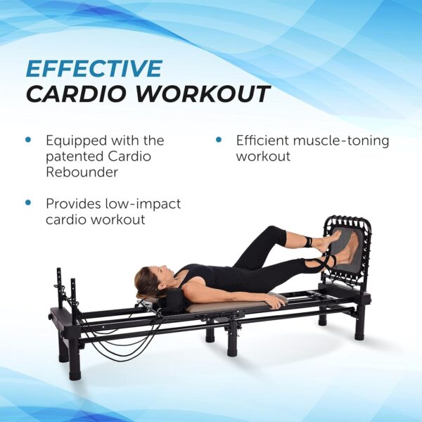 Stamina AeroPilates Reformer 651 with Free-Form Cardio Rebounder - Pilates Reformer Workout Machine for Home Gym - Up to 300 lbs Weight Capacity