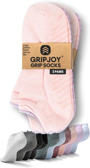 Gripjoy Grip Socks for Women and Men - Non Slip Socks - Yoga Socks with Grippers - Hospital Socks Non Skid - 3 Pairs