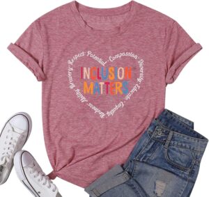 81PfMzlKg9L._AC_SL1500_.jpg Inclusion Matters Shirt Women Mental Health T-Shirt Special Education Teacher Tee Tops Cute Therapist Shirts