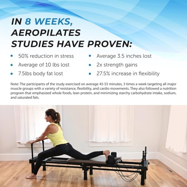 Stamina AeroPilates Reformer 651 with Free-Form Cardio Rebounder - Pilates Reformer Workout Machine for Home Gym - Up to 300 lbs Weight Capacity