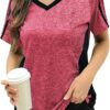 HOCOSIT Women's Workout Shirts Fast Dry Active Wear Yoga Top Sweat Wcking Clothes