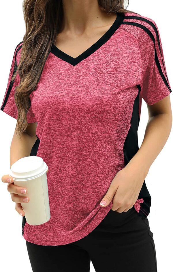 HOCOSIT Women's Workout Shirts Fast Dry Active Wear Yoga Top Sweat Wcking Clothes