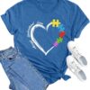 MAIHUN Autism Awareness Shirt for Women - Accept, Understand, Love Autism - Teacher Tshirt - Support Month Tee