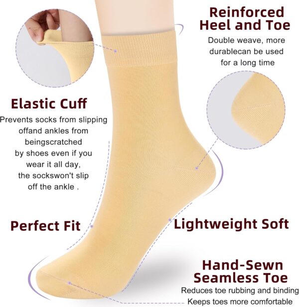 Corlap Women's Thin Cotton Socks 6-Pairs Gift Box Soft Bootie Dress Above Ankle Crew Socks
