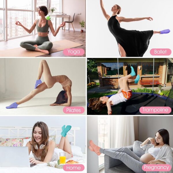 AURUZA Grip Socks for Women Men Pilates Grip Socks Non Slip Yoga Sock with Grips for Barre Barefoot Hospital Grippy Sock