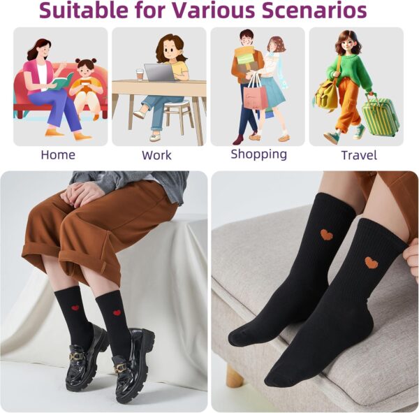 Women's Cotton Crew Socks,6Pairs Thin Above Ankle Above High Bootie Dress Socks Gifts for Women