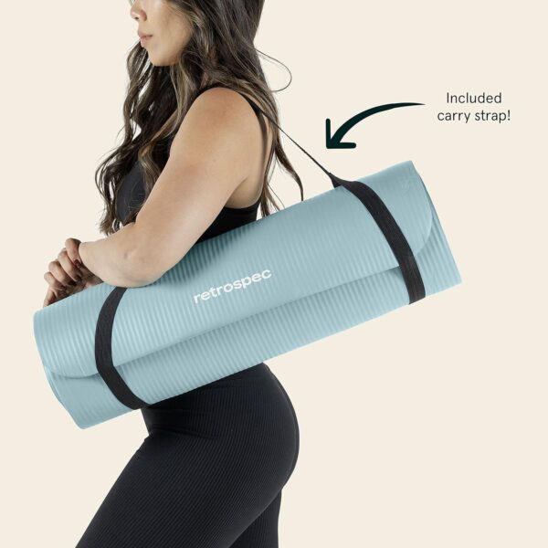 Retrospec Solana Yoga Mat 1/2" Thick w/Nylon Strap for Men & Women - Non Slip Exercise Mat for Yoga, Pilates, Stretching, Floor & Fitness Workouts