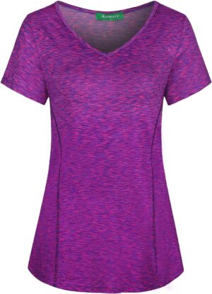 Kimmery V Neck T Shirts for Women Short Sleeve Workout Yoga Tops for Women