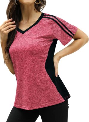 HOCOSIT Women's Workout Shirts Fast Dry Active Wear Yoga Top Sweat Wcking Clothes