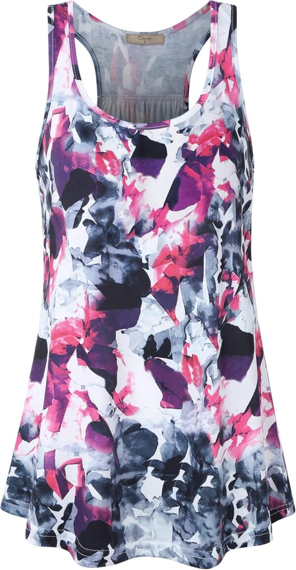 Cestyle Womens Sleeveless Scoop Neck Flowy Loose Fit Workout Shirts Racerback Long Tank Tops