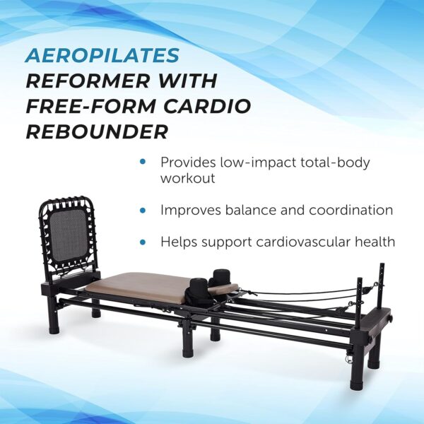 Stamina AeroPilates Reformer 651 with Free-Form Cardio Rebounder - Pilates Reformer Workout Machine for Home Gym - Up to 300 lbs Weight Capacity