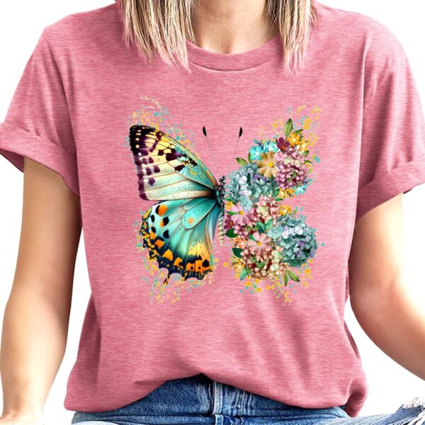 Butterfly Shirts for Women Vintage Floral Tee Shirt Butterfly Graphic Tops Womens Vacation T-Shirt Nature Lover Tee