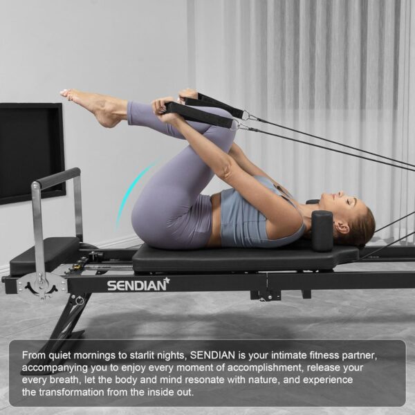 SENDIAN Foldable Pilates Equipment for Home Workouts,Pilates Reformer Machine for Home Gym with Springs, Pilates Exercise Equipment with Jump Board