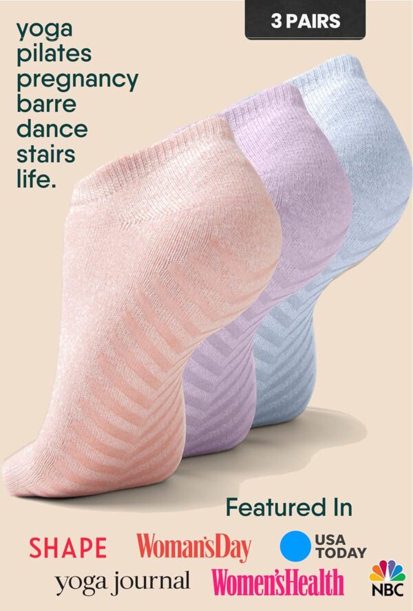Gripjoy Grip Socks for Women and Men - Non Slip Socks - Yoga Socks with Grippers - Hospital Socks Non Skid - 3 Pairs