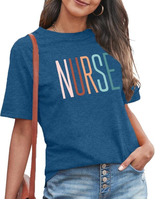 MAIHUN Women Nurse Life Shirt Nurse Letter Print Tee Tops Nurse Day Gifts Shirts Inspirational Short Sleeve