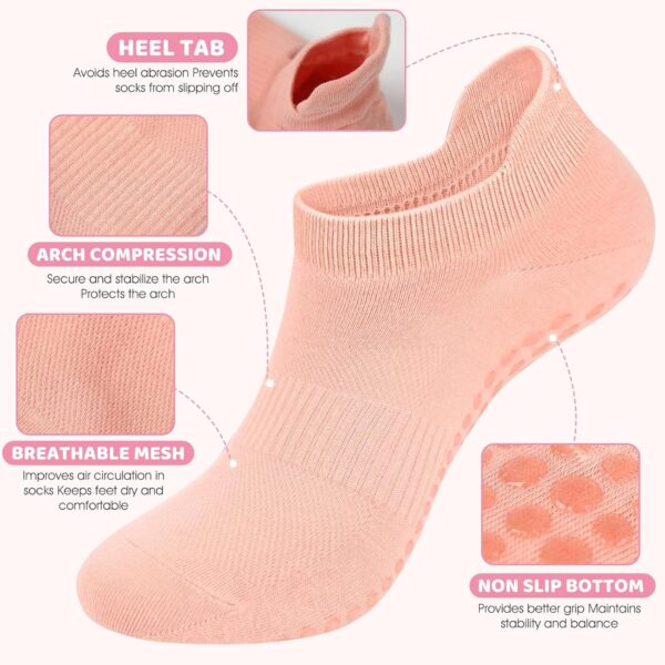 AURUZA Grip Socks for Women Men Pilates Grip Socks Non Slip Yoga Sock with Grips for Barre Barefoot Hospital Grippy Sock
