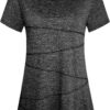 Kimmery Workout Tops for Women Short Sleeve Shirts for Women Quick Dry Line Decor Yoga Tops