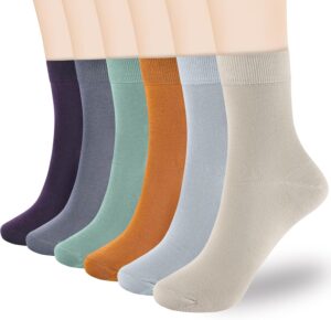 Corlap Women's Thin Cotton Socks 6-Pairs Gift Box Soft Bootie Dress Above Ankle Crew Socks