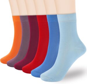 Corlap Women's Thin Cotton Socks 6-Pairs Gift Box Soft Bootie Dress Above Ankle Crew Socks